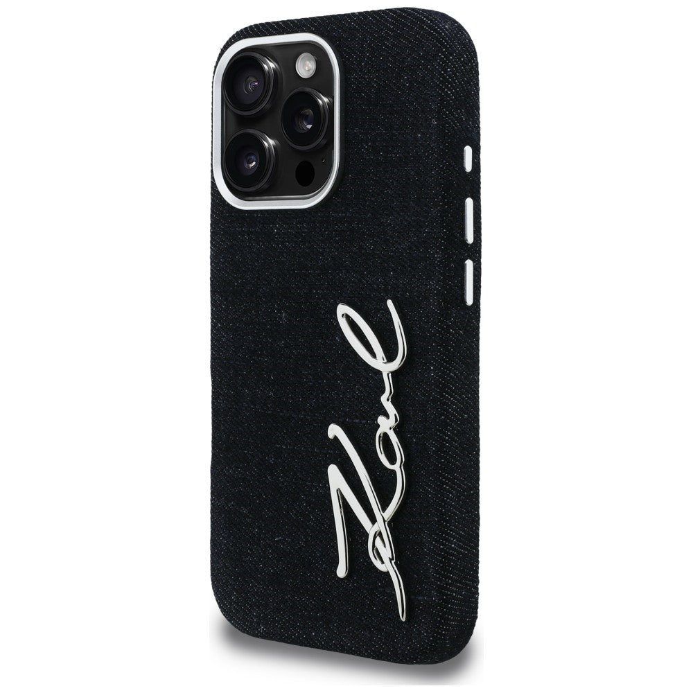 Karl Lagerfeld FW Jeans Signature Logo iPhone 16 Pro Max dėklas - Juoda -- iPhone 16 Pro Max