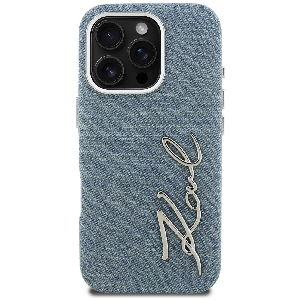 Karl Lagerfeld FW Jeans Signature Logo iPhone 16 Pro dėklas - Mėlyna -- iPhone 16 Pro