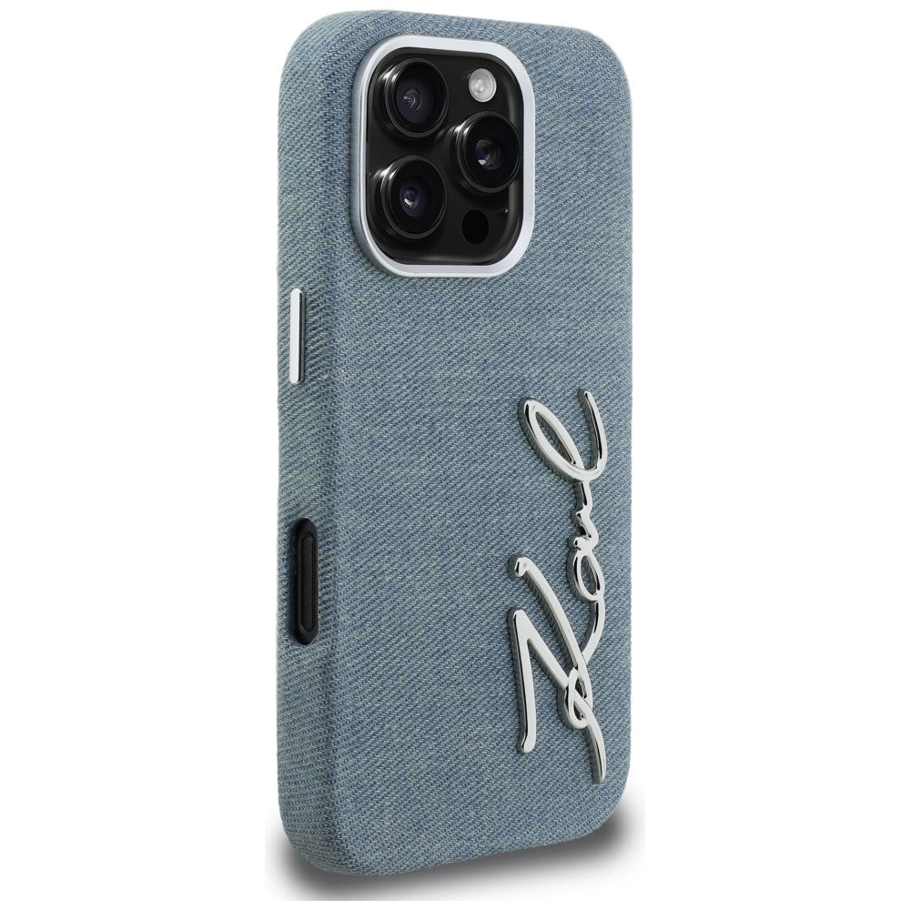Karl Lagerfeld FW Jeans Signature Logo iPhone 16 Pro dėklas - Mėlyna -- iPhone 16 Pro