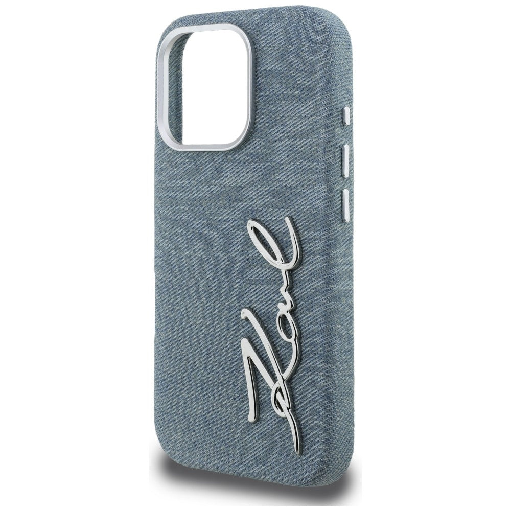 Karl Lagerfeld FW Jeans Signature Logo iPhone 16 Pro dėklas - Mėlyna -- iPhone 16 Pro