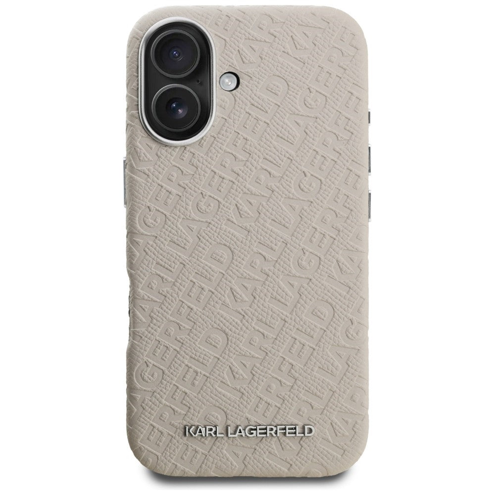 Karl Lagerfeld FW Stamped Karl MagSafe iPhone 16 dėklas - Smėlinė -- iPhone 16
