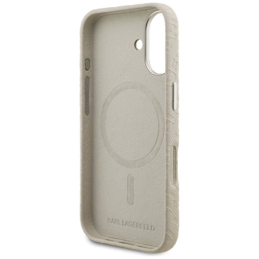 Karl Lagerfeld FW Stamped Karl MagSafe iPhone 16 dėklas - Smėlinė -- iPhone 16