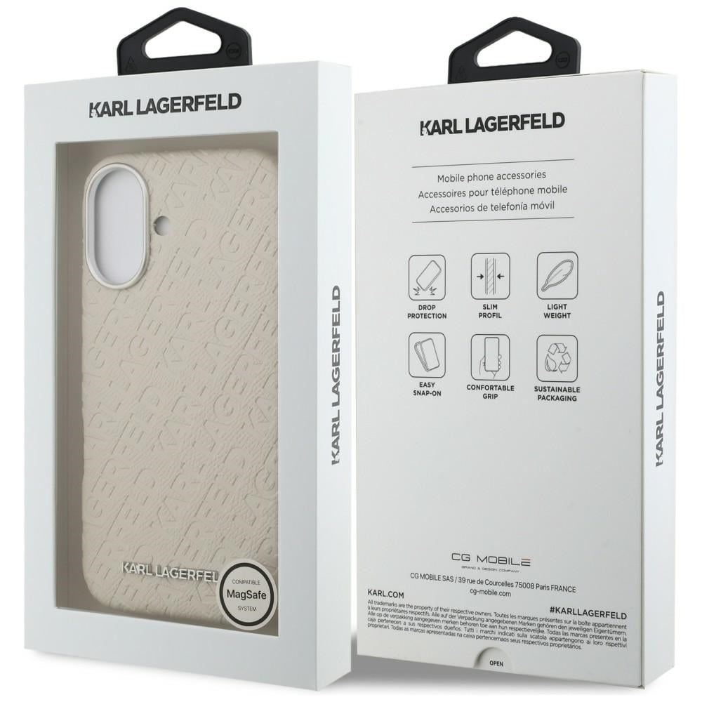 Karl Lagerfeld FW Stamped Karl MagSafe iPhone 16 dėklas - Smėlinė -- iPhone 16