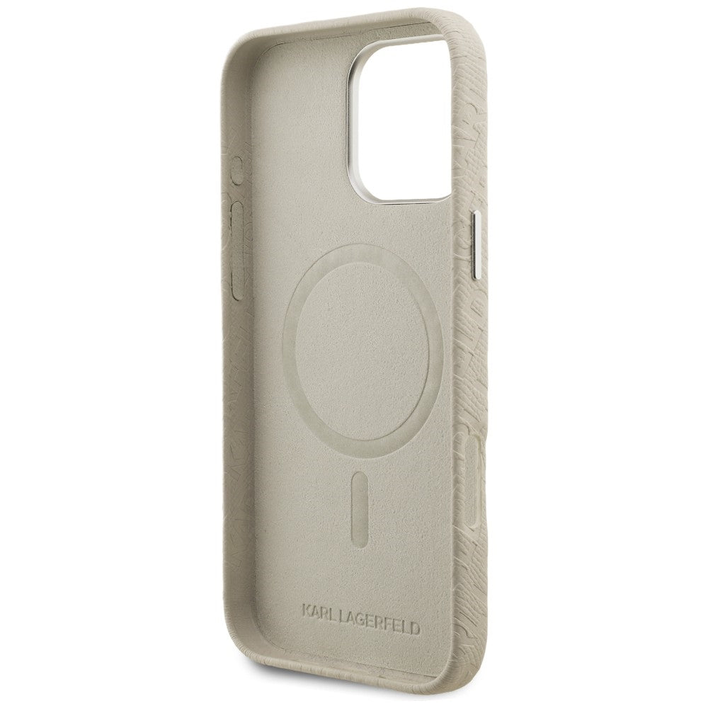 Karl Lagerfeld FW Stamped Karl MagSafe dėklas iPhone 16 Pro Max - Bežinis -- iPhone 16 Pro Max