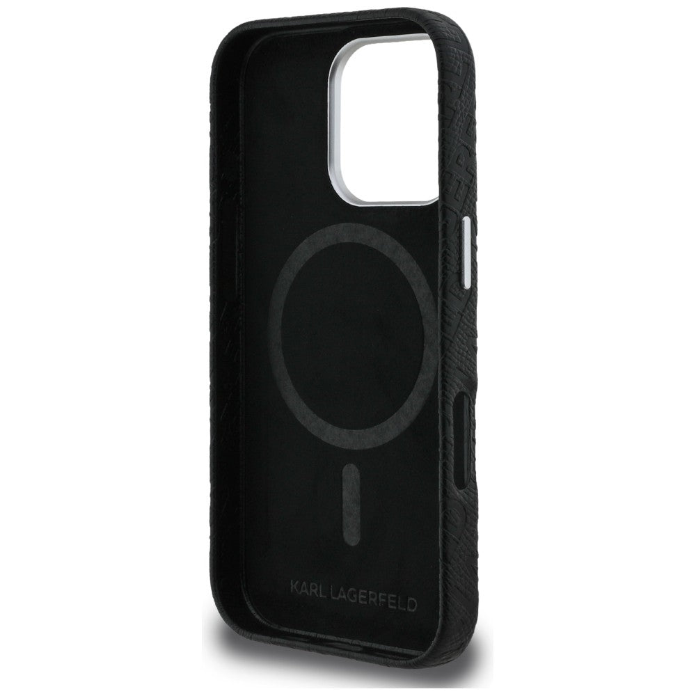 Karl Lagerfeld FW Stamped Karl MagSafe dėklas iPhone 16 Pro Max - Juodas -- iPhone 16 Pro Max