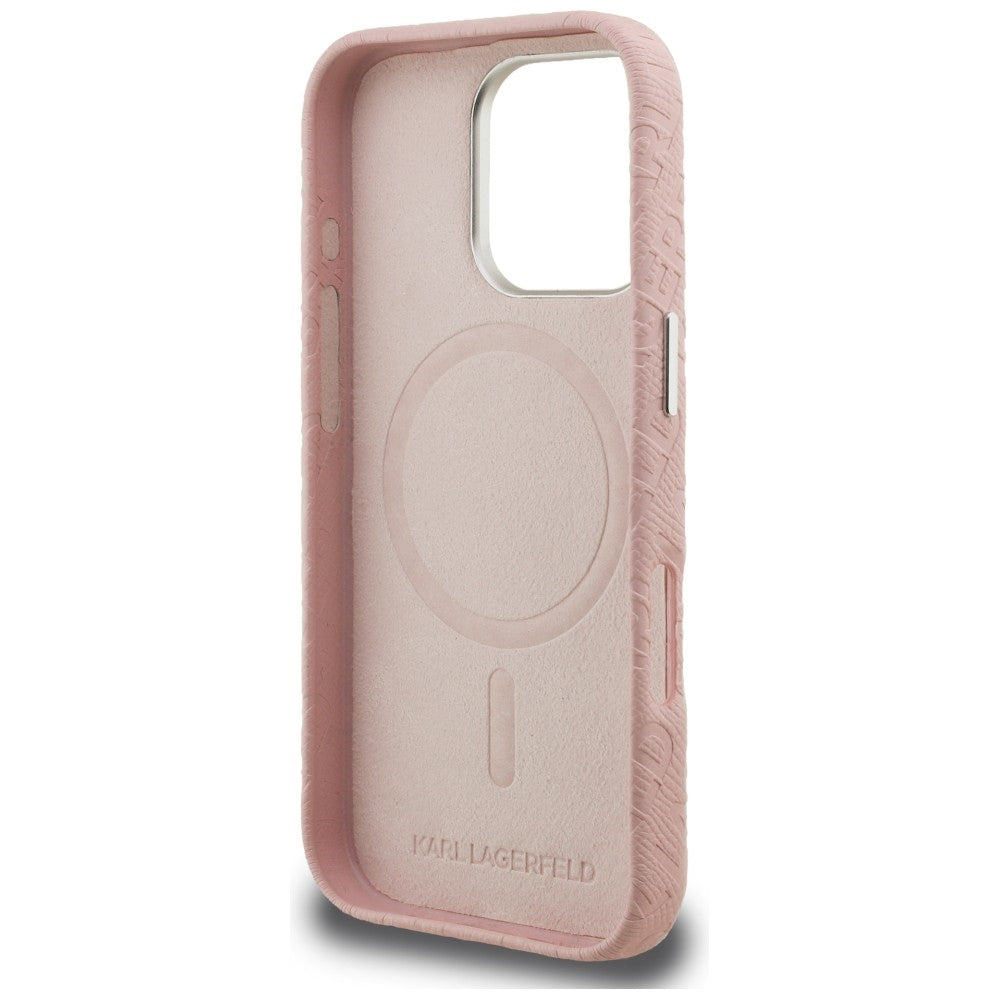 Karl Lagerfeld FW Stamped Karl MagSafe dėklas iPhone 16 Pro - Rožinis -- iPhone 16 Pro