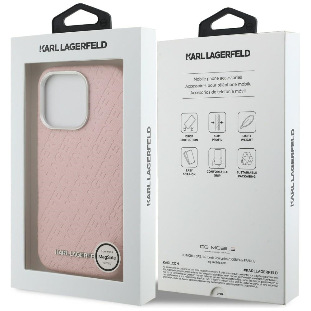 Karl Lagerfeld FW Stamped Karl MagSafe dėklas iPhone 16 Pro - Rožinis -- iPhone 16 Pro