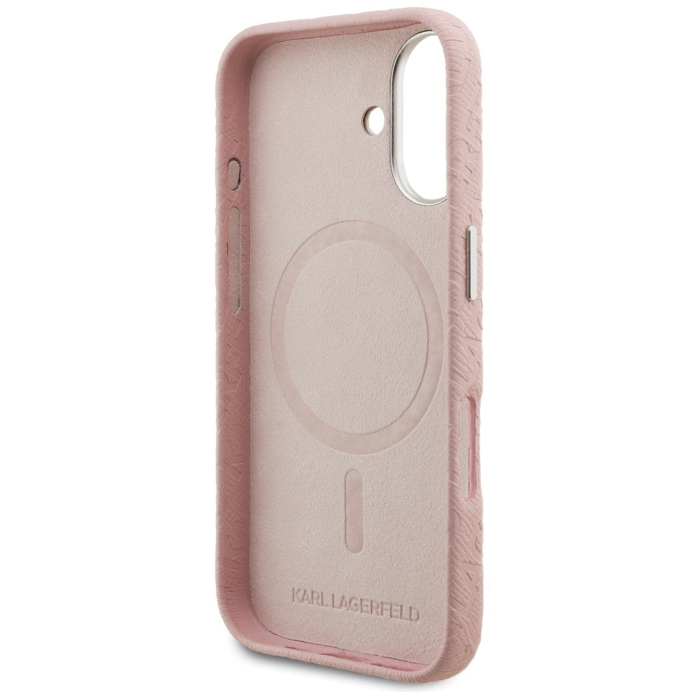 Karl Lagerfeld FW Stamped Karl MagSafe iPhone 16 dėklas - Rožinis -- iPhone 16
