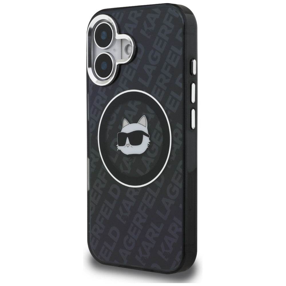 Karl Lagerfeld IML Choupette Head Logo MagSafe dėklas iPhone 16 - Juodas -- iPhone 16
