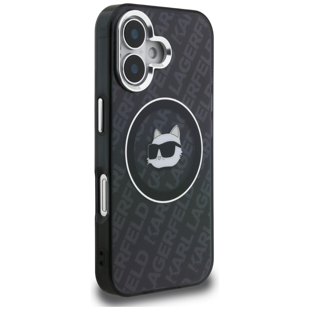 Karl Lagerfeld IML Choupette Head Logo MagSafe dėklas iPhone 16 - Juodas -- iPhone 16