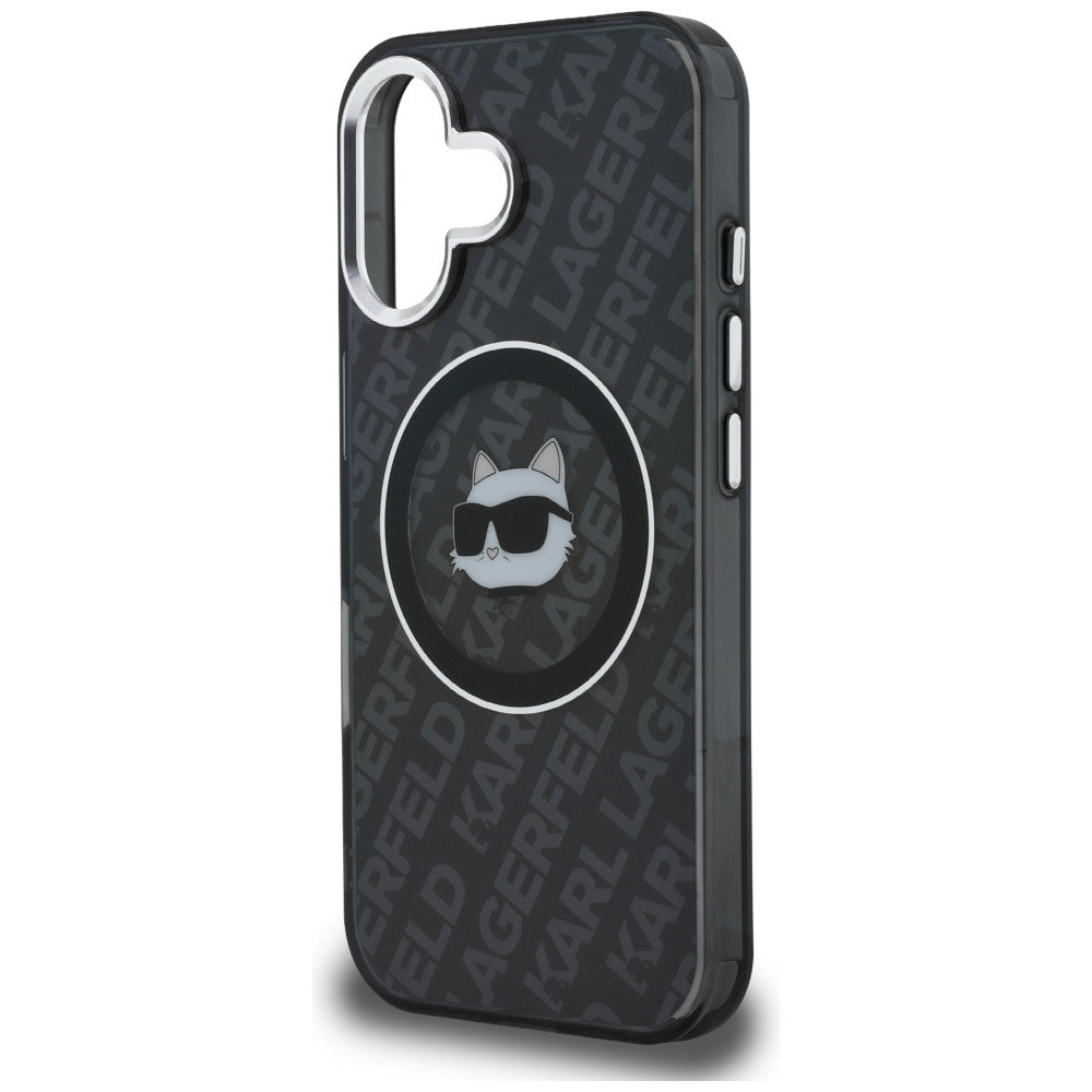 Karl Lagerfeld IML Choupette Head Logo MagSafe dėklas iPhone 16 - Juodas -- iPhone 16