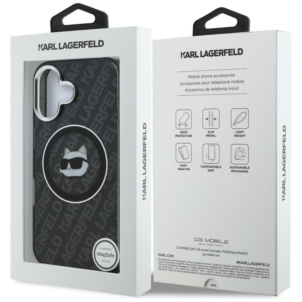 Karl Lagerfeld IML Choupette Head Logo MagSafe dėklas iPhone 16 - Juodas -- iPhone 16