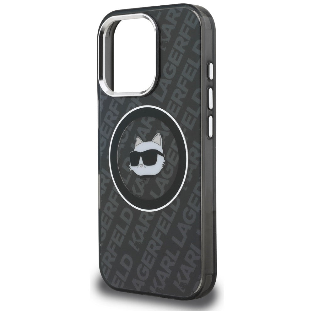 Karl Lagerfeld IML Choupette Head Logo MagSafe dėklas iPhone 16 Pro - Juodas -- iPhone 16 Pro
