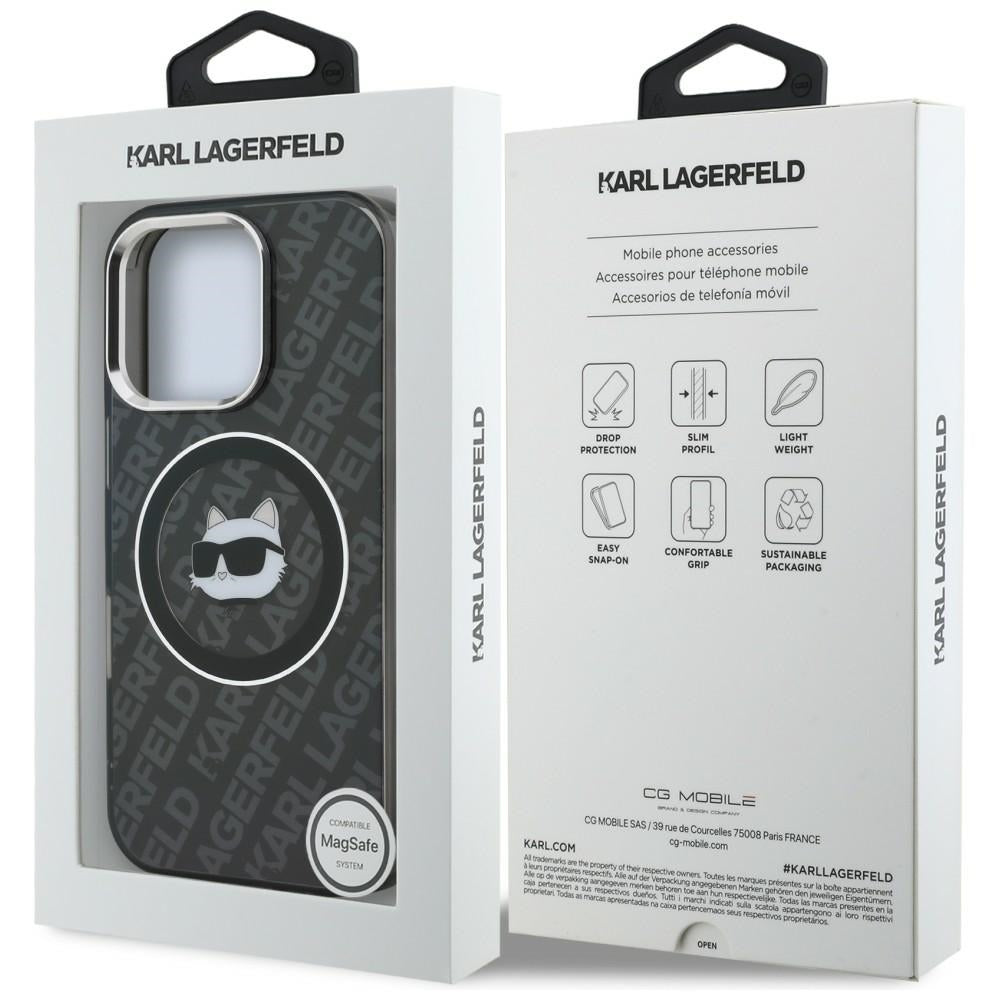 Karl Lagerfeld IML Choupette Head Logo MagSafe dėklas iPhone 16 Pro - Juodas -- iPhone 16 Pro