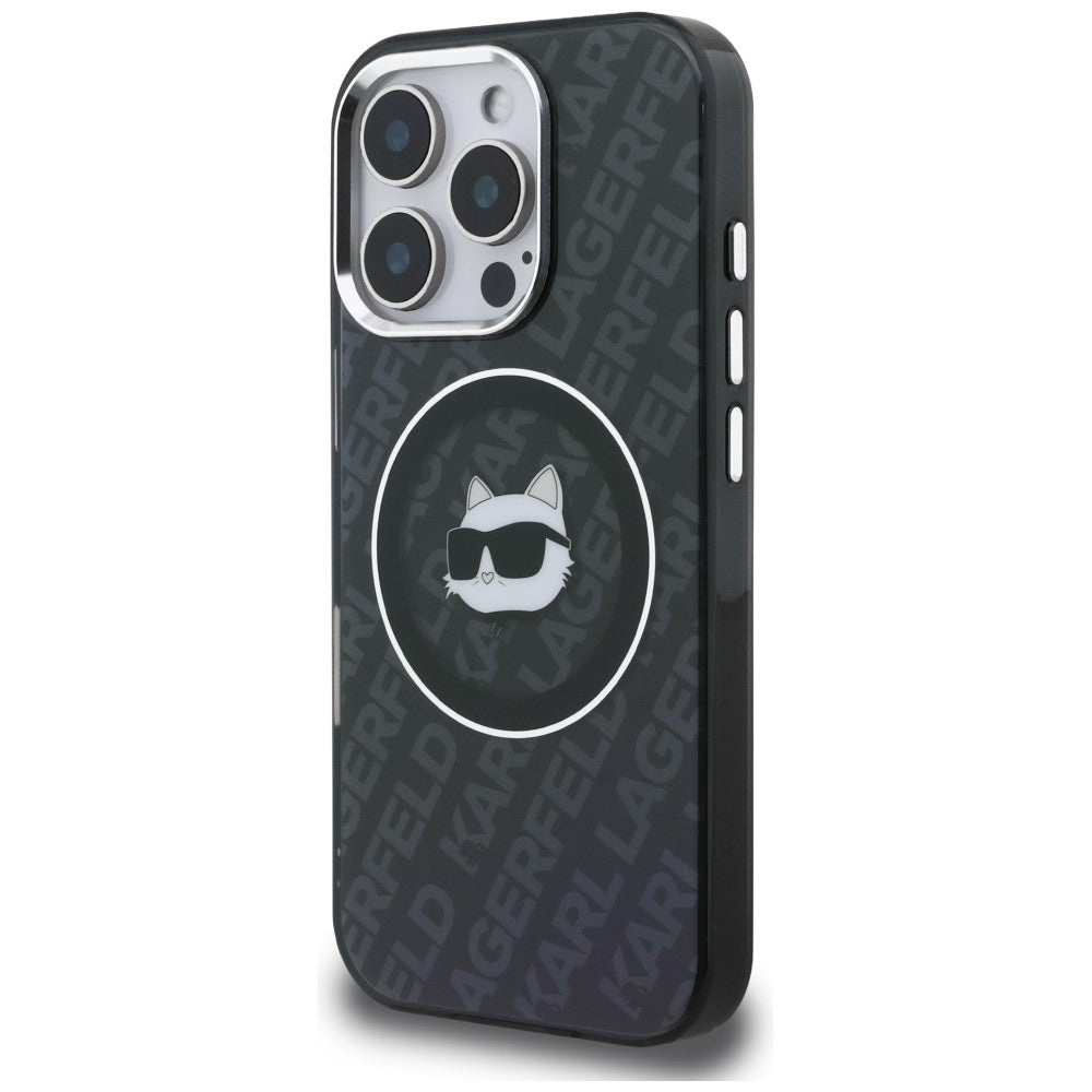 Karl Lagerfeld IML Choupette Head Logo MagSafe dėklas iPhone 16 Pro Max - Juodas -- iPhone 16 Pro Max