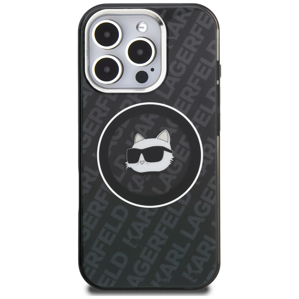 Karl Lagerfeld IML Choupette Head Logo MagSafe dėklas iPhone 16 Pro Max - Juodas -- iPhone 16 Pro Max