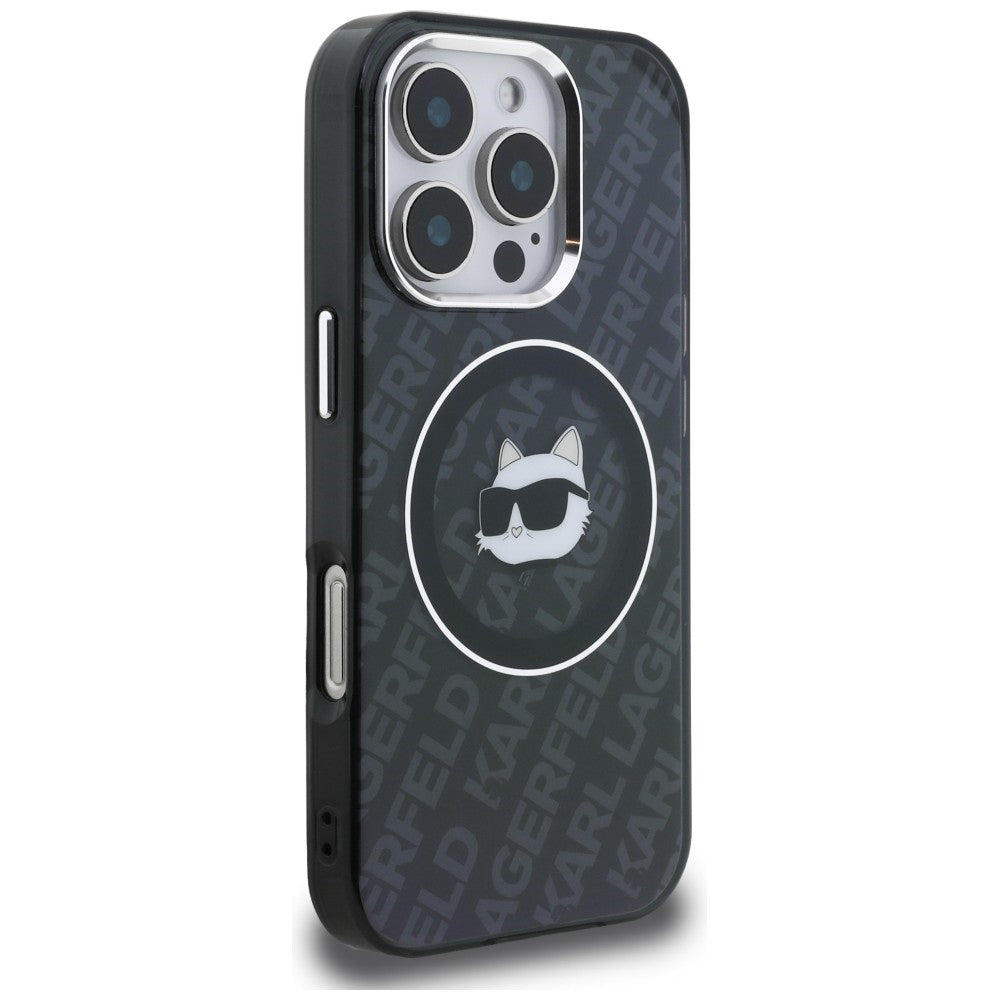 Karl Lagerfeld IML Choupette Head Logo MagSafe dėklas iPhone 16 Pro Max - Juodas -- iPhone 16 Pro Max