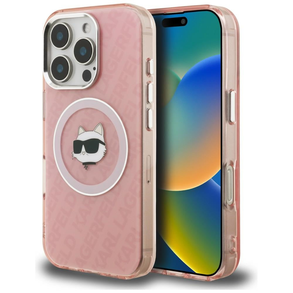 Karl Lagerfeld IML Choupette Head Logo MagSafe dėklas iPhone 16 Pro Max - Rožinis -- iPhone 16 Pro Max