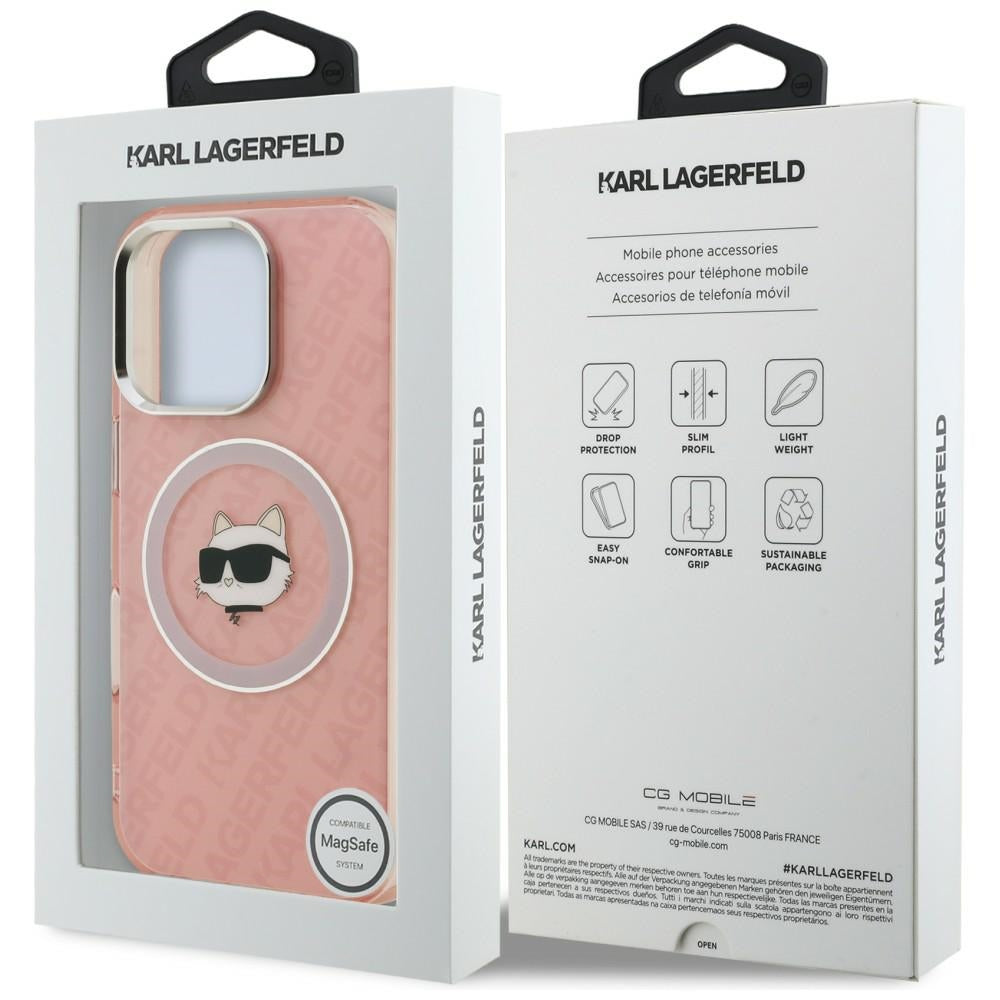 Karl Lagerfeld IML Choupette Head Logo MagSafe dėklas iPhone 16 Pro Max - Rožinis -- iPhone 16 Pro Max