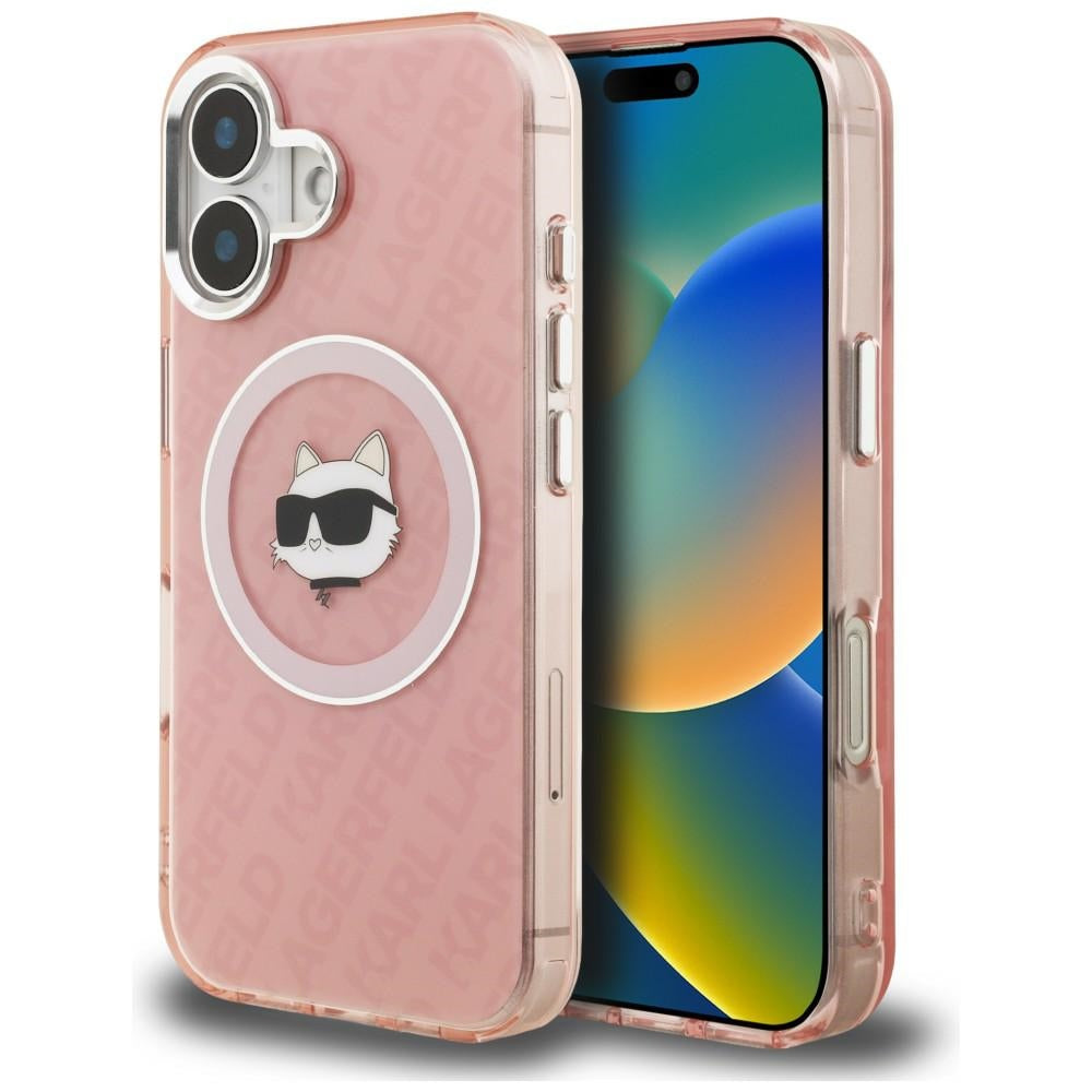 Karl Lagerfeld IML Choupette Head Logo MagSafe iPhone 16 dėklas - Rožinis -- iPhone 16