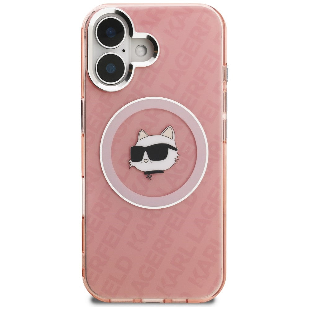 Karl Lagerfeld IML Choupette Head Logo MagSafe iPhone 16 dėklas - Rožinis -- iPhone 16