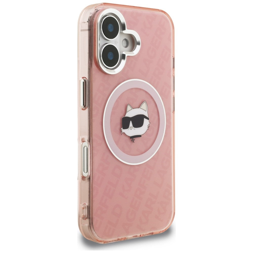Karl Lagerfeld IML Choupette Head Logo MagSafe iPhone 16 dėklas - Rožinis -- iPhone 16