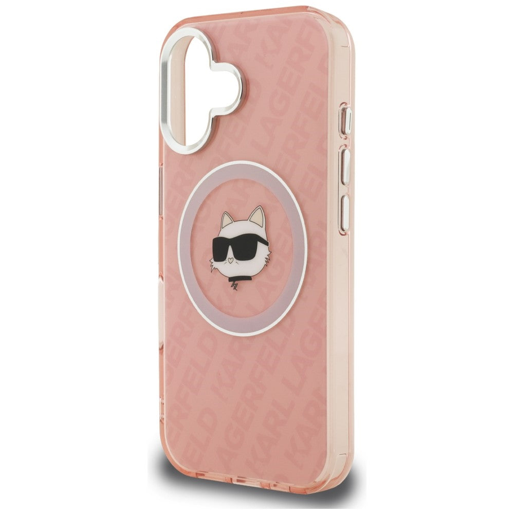 Karl Lagerfeld IML Choupette Head Logo MagSafe iPhone 16 dėklas - Rožinis -- iPhone 16