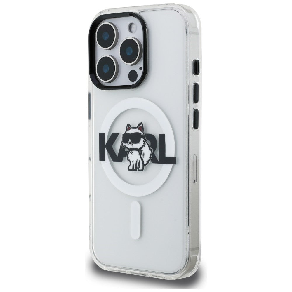 Karl Lagerfeld IML Choupette Sketch Logo MagSafe dėklas iPhone 16 Pro Max - Permatomas -- iPhone 16 Pro Max