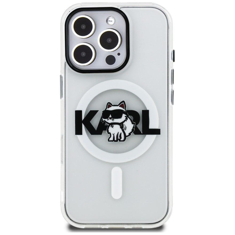Karl Lagerfeld IML Choupette Sketch Logo MagSafe dėklas iPhone 16 Pro Max - Permatomas -- iPhone 16 Pro Max