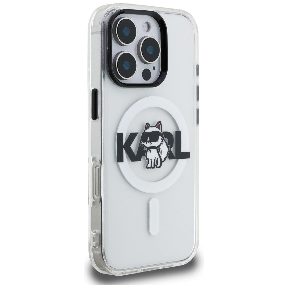 Karl Lagerfeld IML Choupette Sketch Logo MagSafe dėklas iPhone 16 Pro Max - Permatomas -- iPhone 16 Pro Max