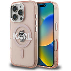 Karl Lagerfeld IML Choupette Sketch Logo MagSafe dėklas skirtas iPhone 16 Pro Max - Rožinis -- iPhone 16 Pro Max