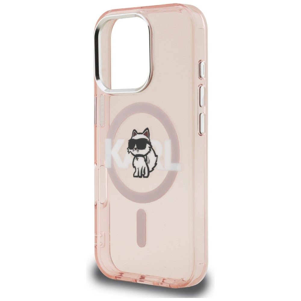 Karl Lagerfeld IML Choupette Sketch Logo MagSafe dėklas skirtas iPhone 16 Pro Max - Rožinis -- iPhone 16 Pro Max