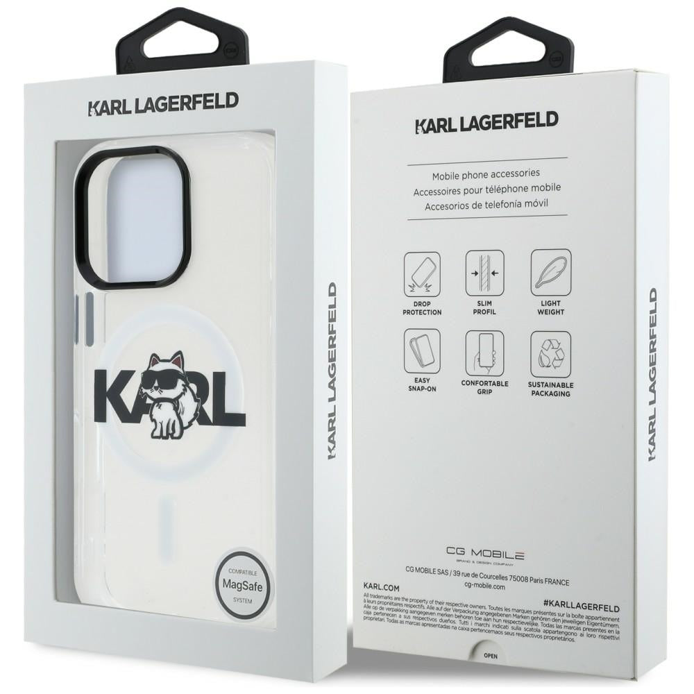 Karl Lagerfeld IML Choupette Sketch Logo MagSafe dėklas skirtas iPhone 16 Pro - Skaidrus -- iPhone 16 Pro