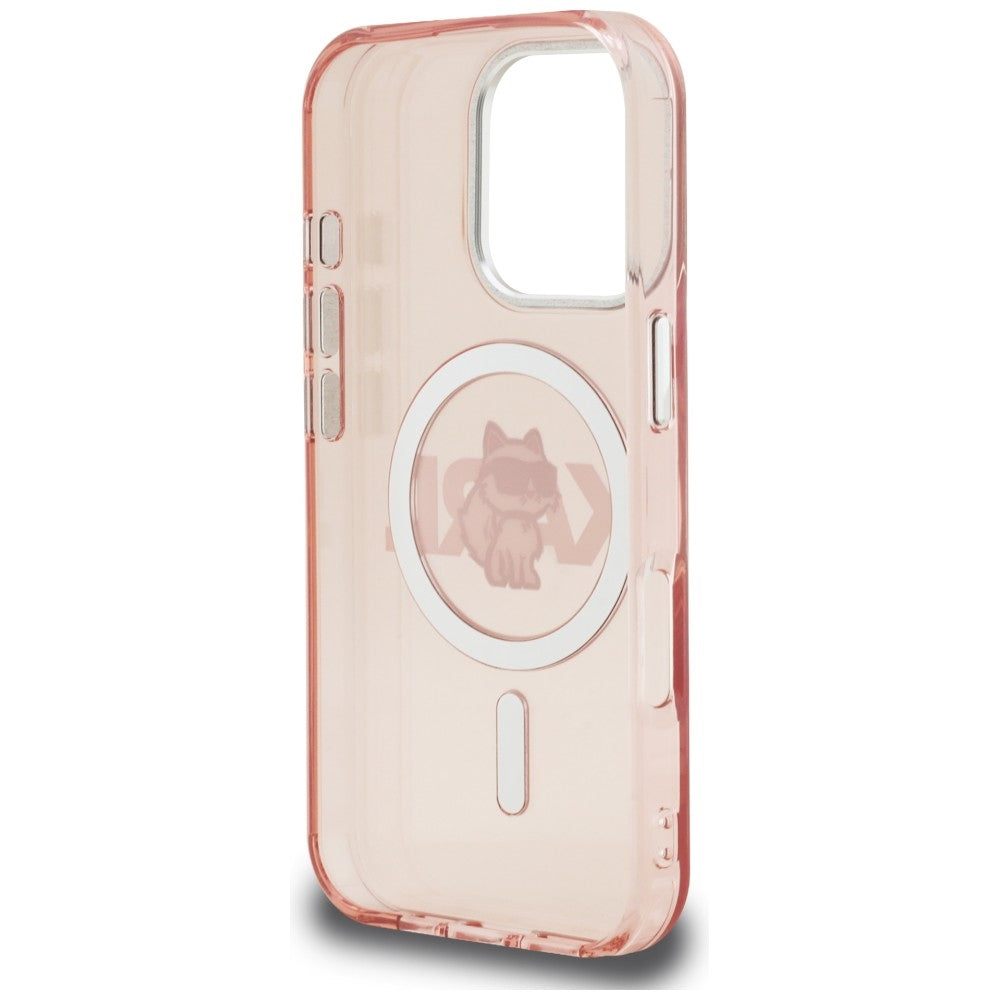 Karl Lagerfeld IML Choupette Sketch Logo MagSafe dėklas skirtas iPhone 16 Pro - Rožinis -- iPhone 16 Pro
