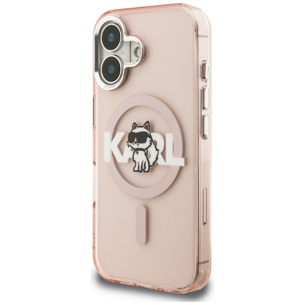 Karl Lagerfeld IML Choupette Sketch Logo MagSafe iPhone 16 dėklas - Rožinis -- iPhone 16