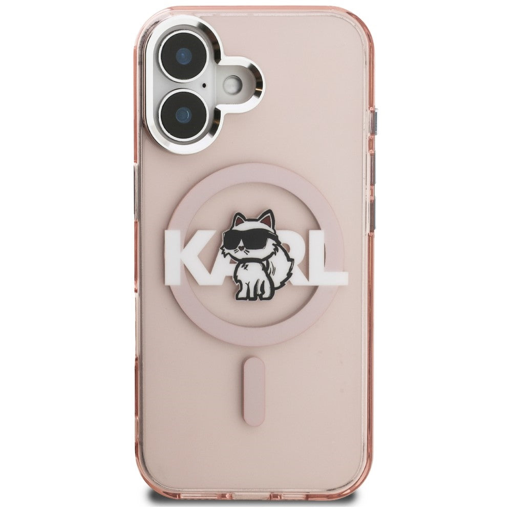 Karl Lagerfeld IML Choupette Sketch Logo MagSafe iPhone 16 dėklas - Rožinis -- iPhone 16