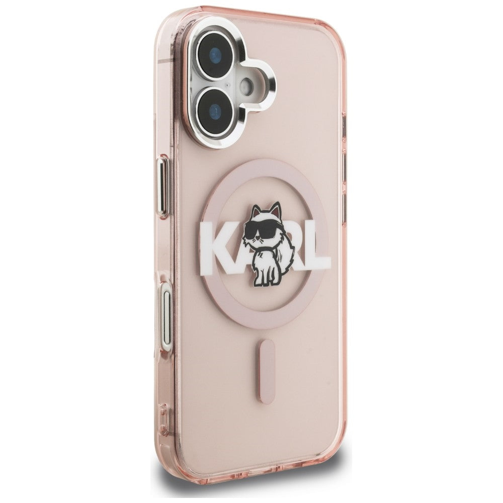 Karl Lagerfeld IML Choupette Sketch Logo MagSafe iPhone 16 dėklas - Rožinis -- iPhone 16