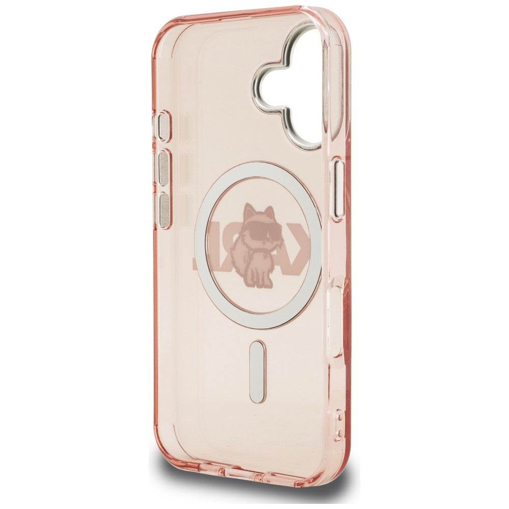 Karl Lagerfeld IML Choupette Sketch Logo MagSafe iPhone 16 dėklas - Rožinis -- iPhone 16