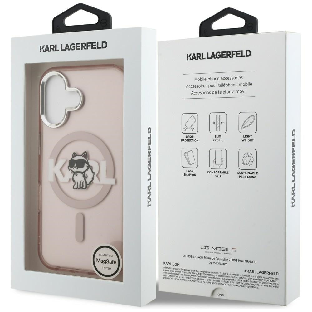 Karl Lagerfeld IML Choupette Sketch Logo MagSafe iPhone 16 dėklas - Rožinis -- iPhone 16