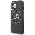 Karl Lagerfeld IML Glitter Karl & Choupette Heads Logo MagSafe dėklas iPhone 16 - Juoda -- iPhone 16