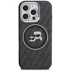 Karl Lagerfeld IML Glitter Karl & Choupette Heads Logo MagSafe dėklas iPhone 16 Pro - Juoda -- iPhone 16 Pro