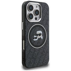 Karl Lagerfeld IML Glitter Karl & Choupette Heads Logo MagSafe dėklas iPhone 16 Pro - Juoda -- iPhone 16 Pro