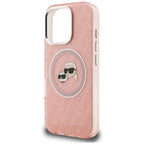 Karl Lagerfeld IML Glitter Karl & Choupette Heads Logo MagSafe dėklas iPhone 16 Pro Max - Rožinė -- iPhone 16 Pro Max