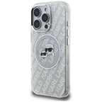 Karl Lagerfeld IML Glitter Karl & Choupette Heads Logo MagSafe dėklas iPhone 16 Pro Max - Pilka -- iPhone 16 Pro Max
