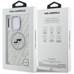Karl Lagerfeld IML Glitter Karl & Choupette Heads Logo MagSafe dėklas, skirtas iPhone 16 Pro - Pilkas -- iPhone 16 Pro