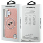 Karl Lagerfeld IML Glitter Karl & Choupette Heads Logo MagSafe iPhone 16 dėklas - Rožinis -- iPhone 16