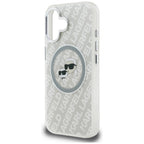 Karl Lagerfeld IML Glitter Karl & Choupette Heads Logo MagSafe iPhone 16 dėklas - Pilkas -- iPhone 16