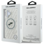 Karl Lagerfeld IML Glitter Karl & Choupette Heads Logo MagSafe iPhone 16 dėklas - Pilkas -- iPhone 16