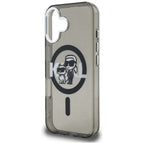 Karl Lagerfeld IML Glitter Karl & Choupette Sketch Logo MagSafe dėklas, skirtas iPhone 16 - Juodas -- iPhone 16
