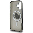 Karl Lagerfeld IML Glitter Karl & Choupette Sketch Logo MagSafe dėklas, skirtas iPhone 16 - Juodas -- iPhone 16